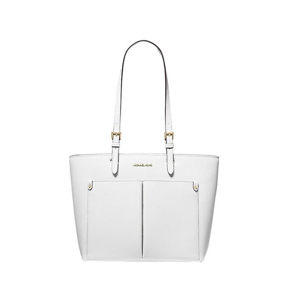 MICHAEL KORS Jet Set Travel Medium Pocket Tote Bag Optic White NEW